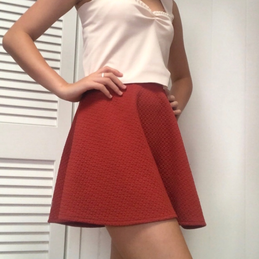 Red flare skirt